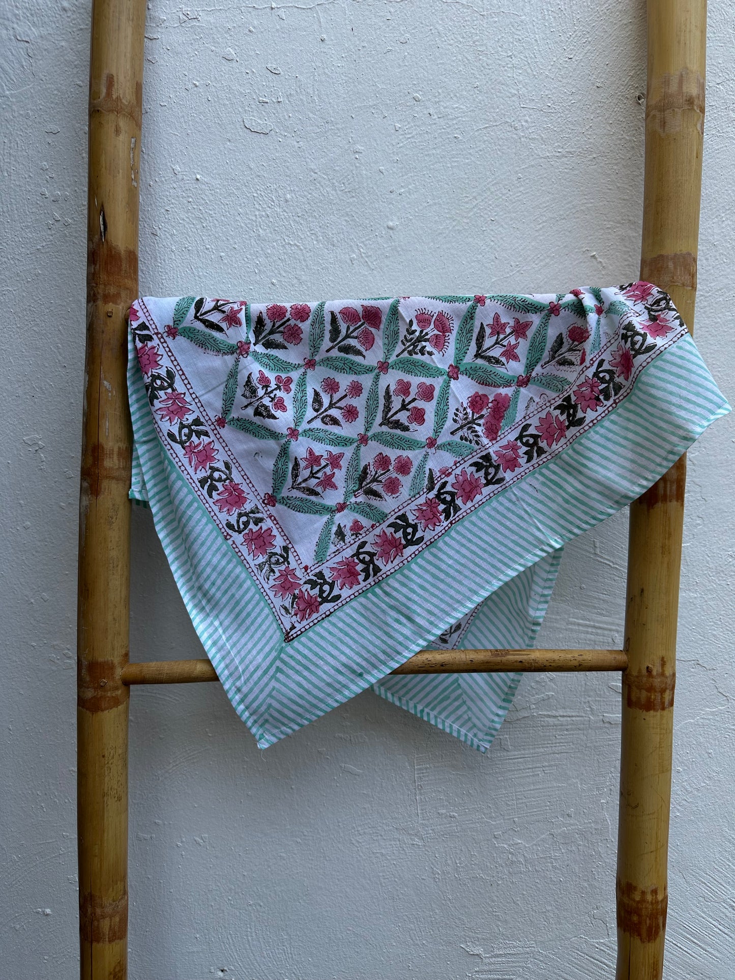 Pañuelo Tela India Turquesa Amarillo Azul