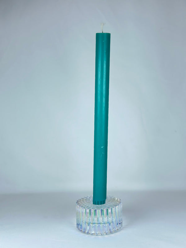Vela de Candelabro Lisa Verde Agua Oscuro