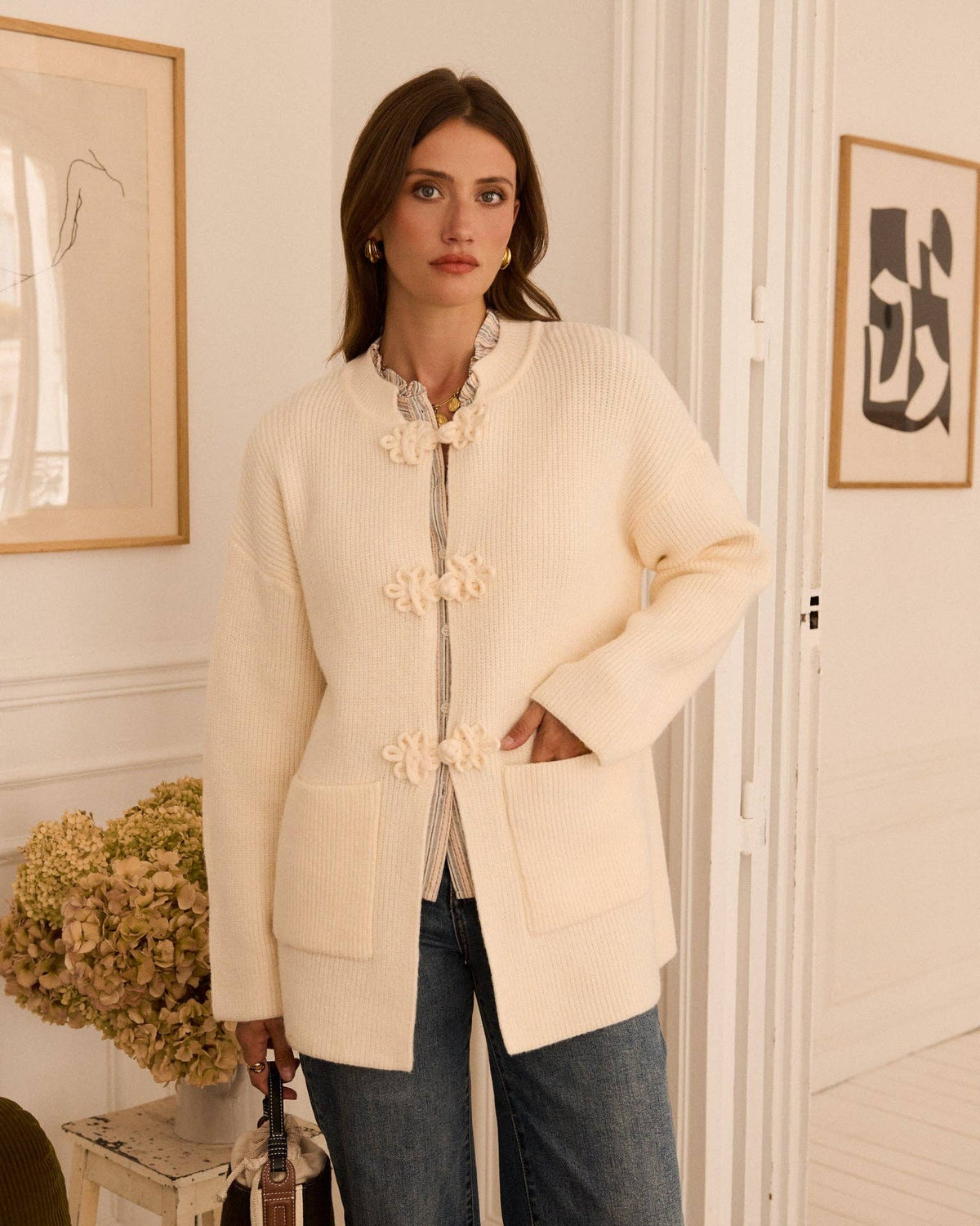 Cardigan Chaqueta Botón Oriental
