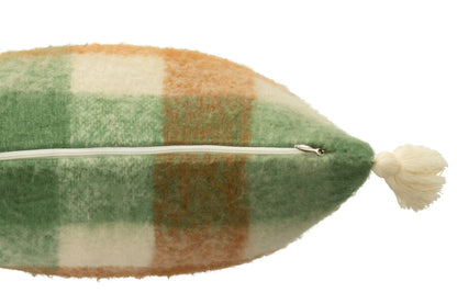 Green Plaid Wool Cushion