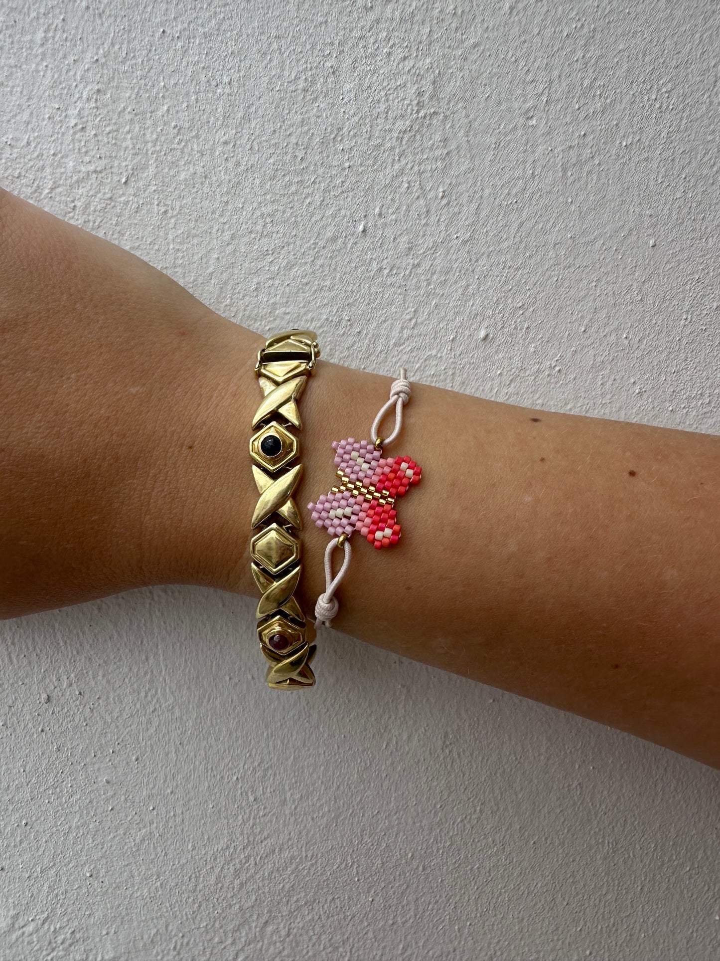 Pulsera Elástica Miyuki Mariposa Rosa