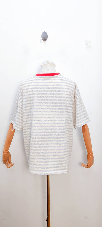 Camiseta de rayas de manga corta teja