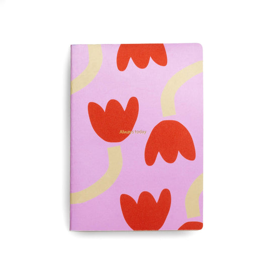 Cuaderno A5 Tulipanes Tela Rosa