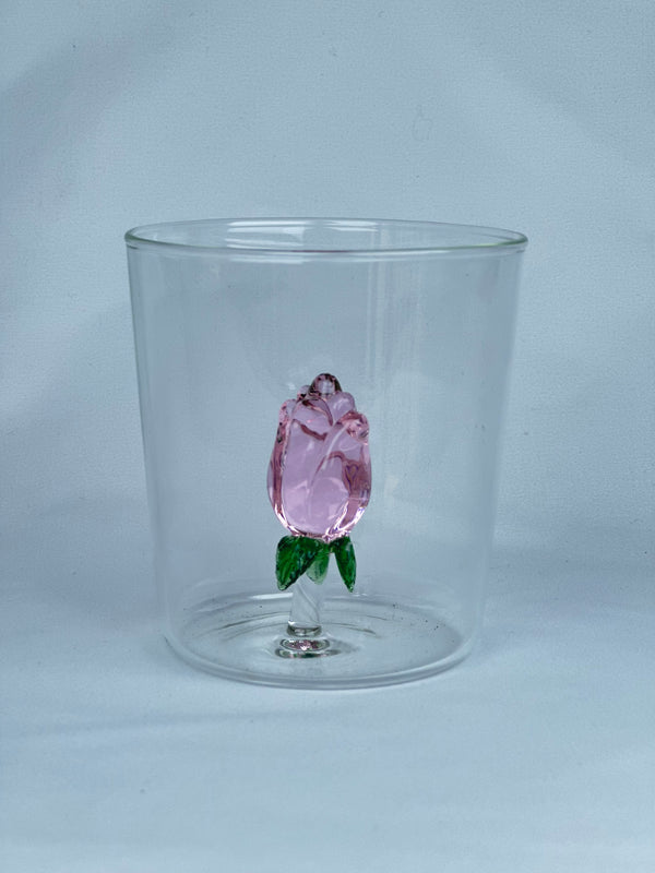 Vaso Vidrio Figura Dentro Rosa