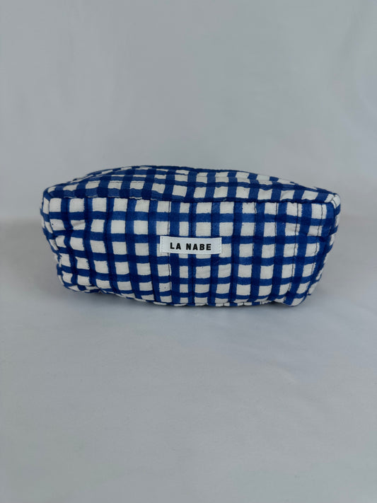 Neceser Cuadros Vichy Azul y Blanco Pequeño