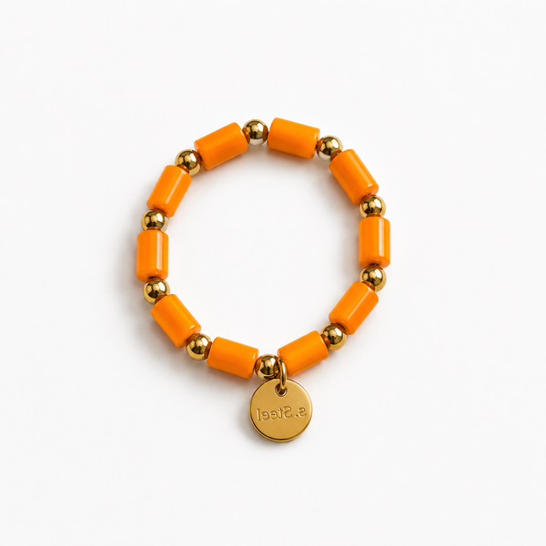 Anillo Elástico Cuentas Naranja