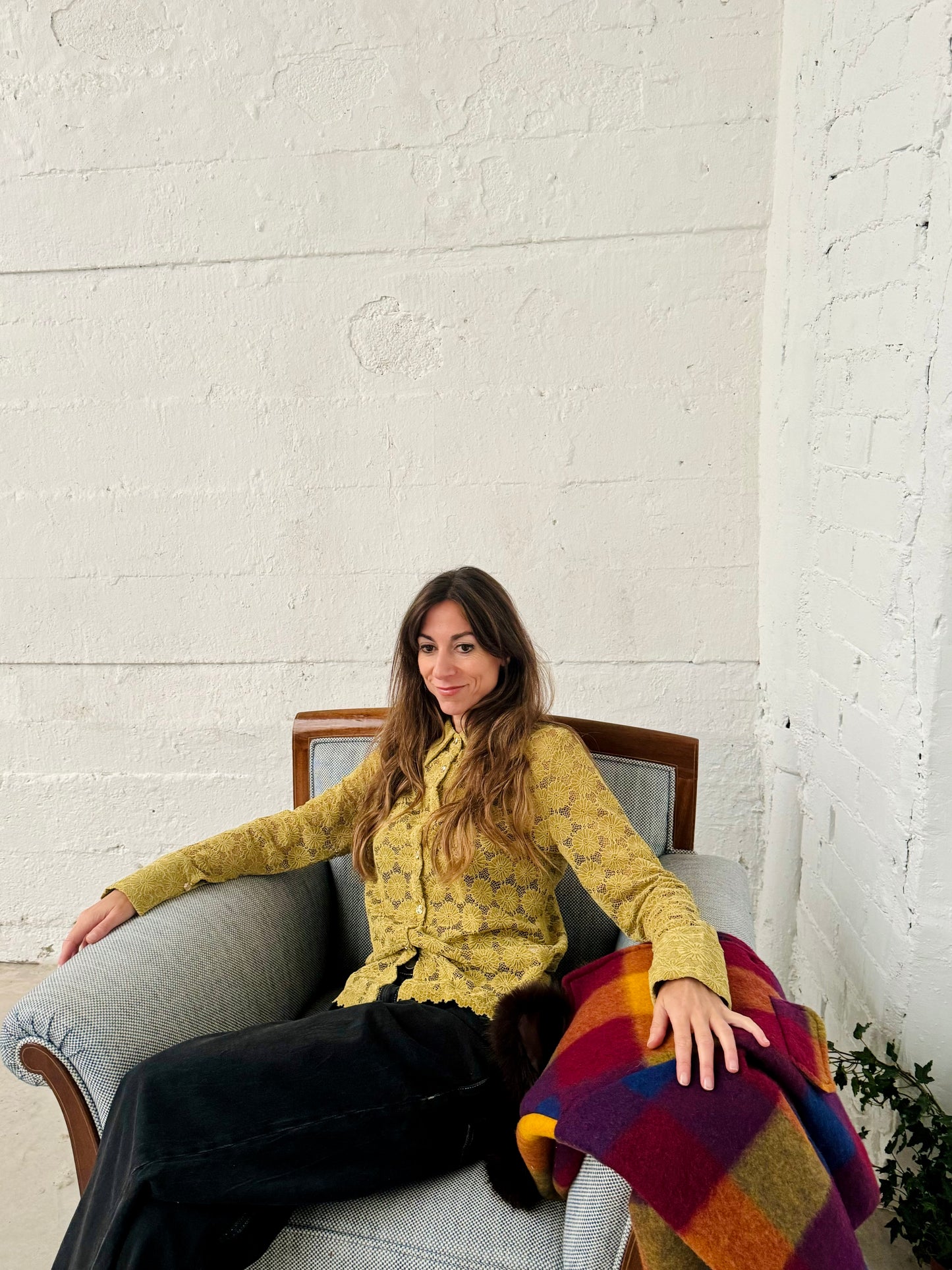 Blusa Encaje Verde Terciopelo