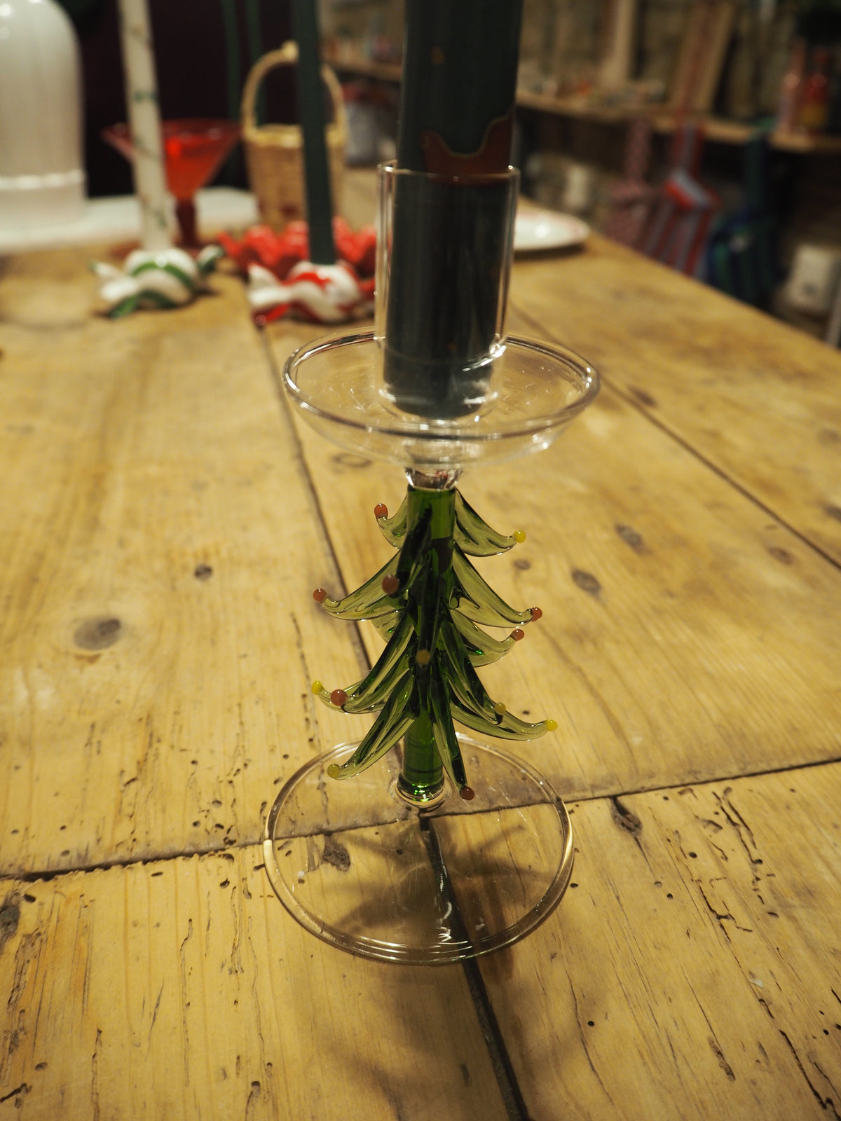 Candelabro Vidrio Árbol Navidad