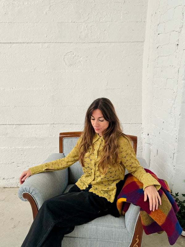 Blusa Encaje Verde Terciopelo