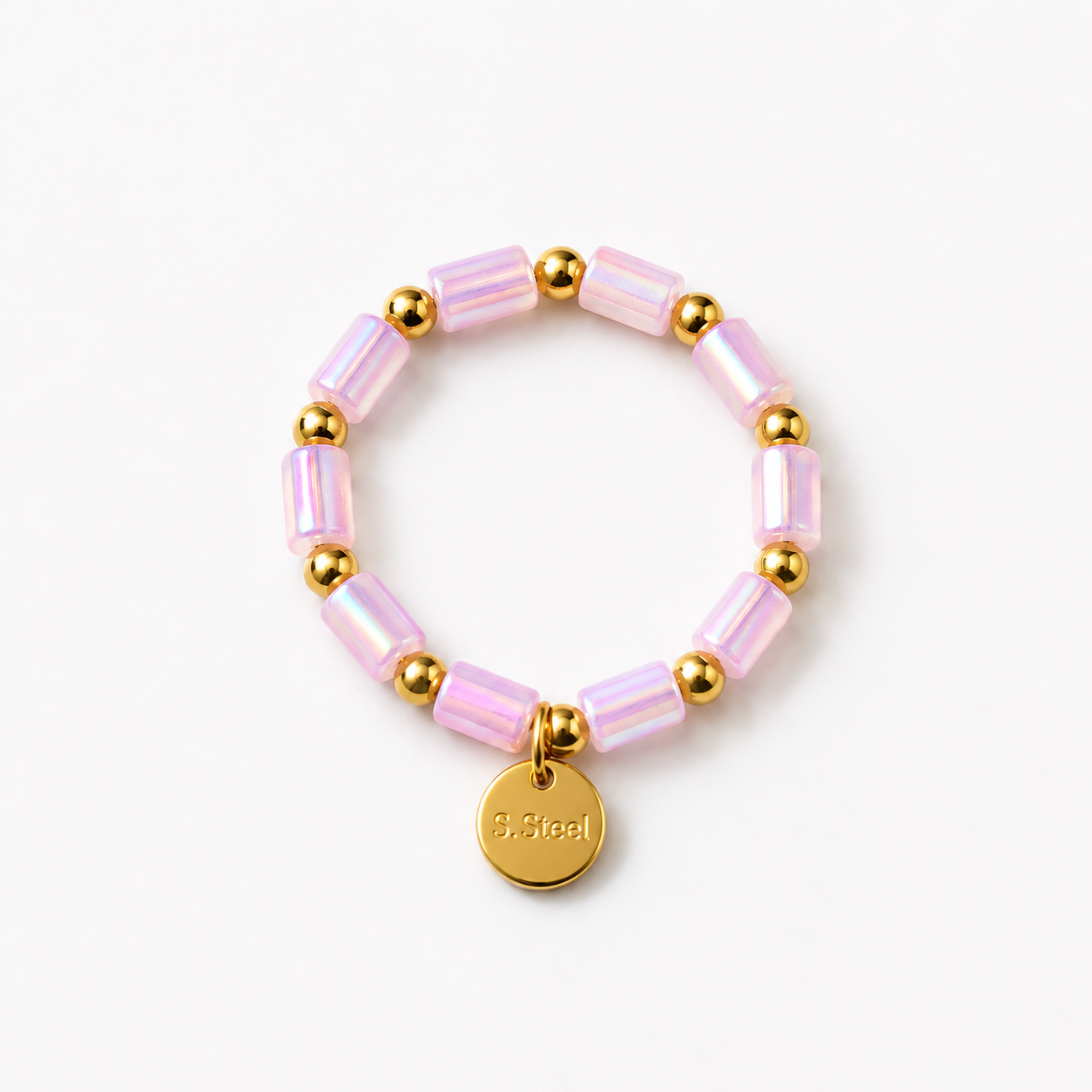 Anillo Elástico Cuentas Rosa