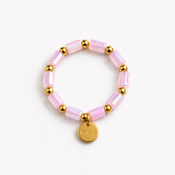 Anillo Elástico Cuentas Rosa