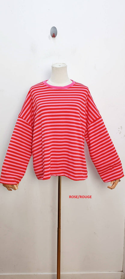 Camiseta de manga larga rosa y rojo