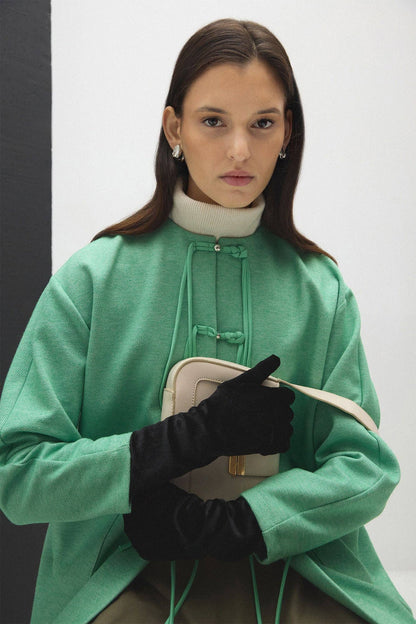 Chaqueta Verde Agua con Cordones
