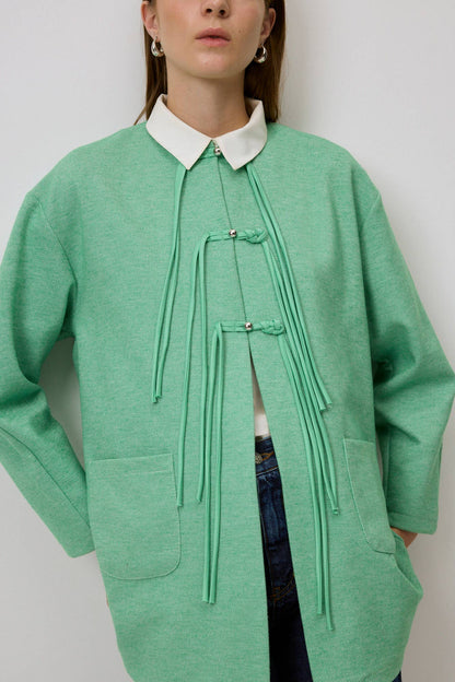 Chaqueta Verde Agua con Cordones