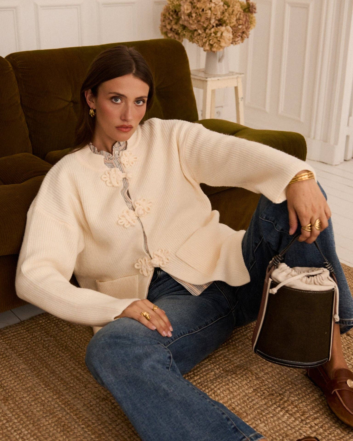Cardigan Chaqueta Botón Oriental