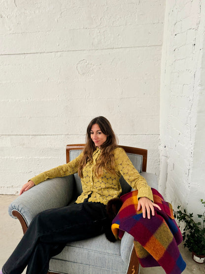 Blusa Encaje Verde Terciopelo