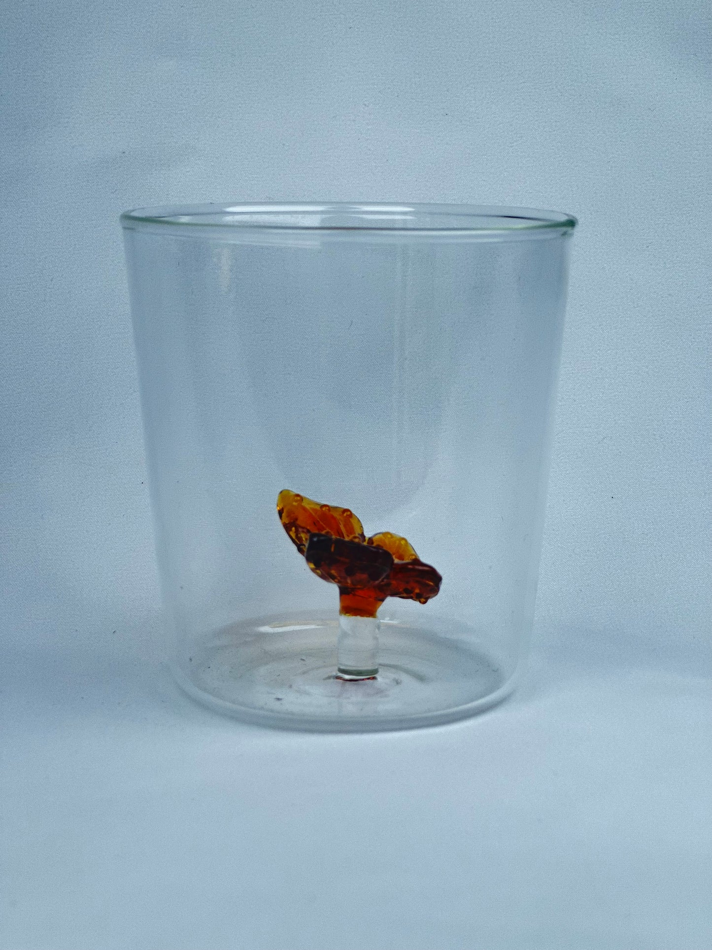 Vaso Vidrio Figura Dentro Mariposa Marrón