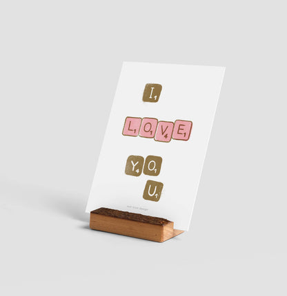 Tarjeta de Felicitación con Sobre A6 I Love You Scrabble
