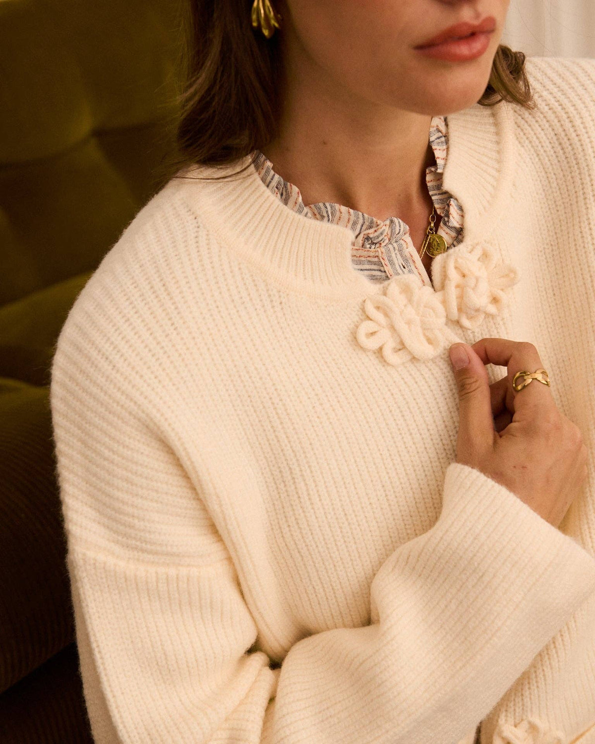 Cardigan Chaqueta Botón Oriental