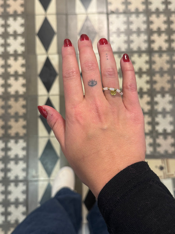 Anillo Elástico Cuentas Blanco