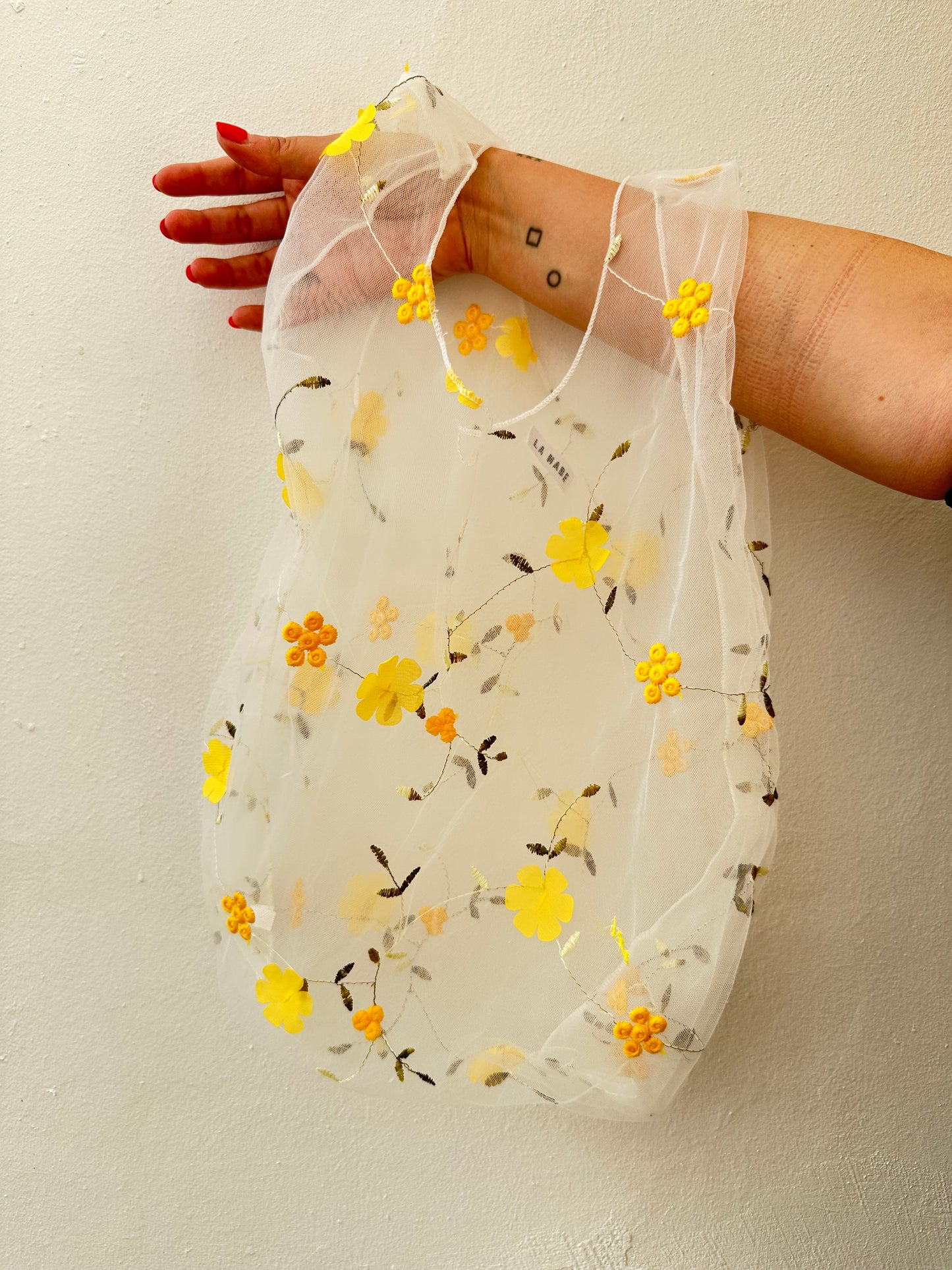 Bolsa Organza Transparente Flores Amarillas