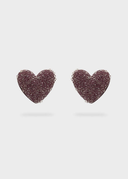 Pendientes Corazón Brillantes Morado