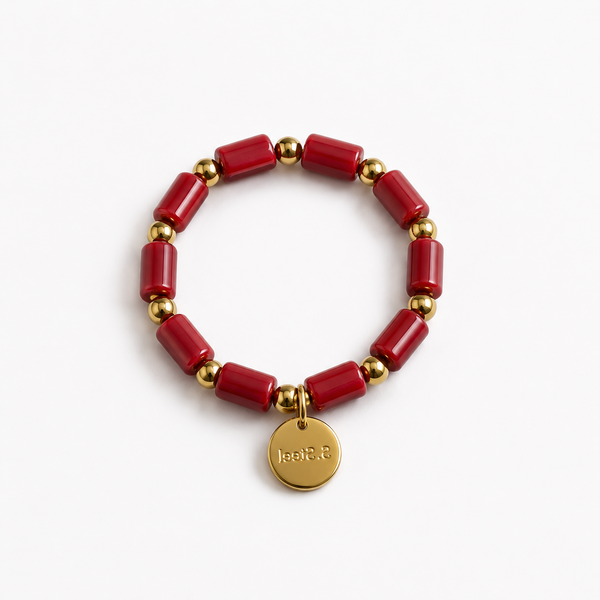 Anillo Elástico Cuentas Rojo