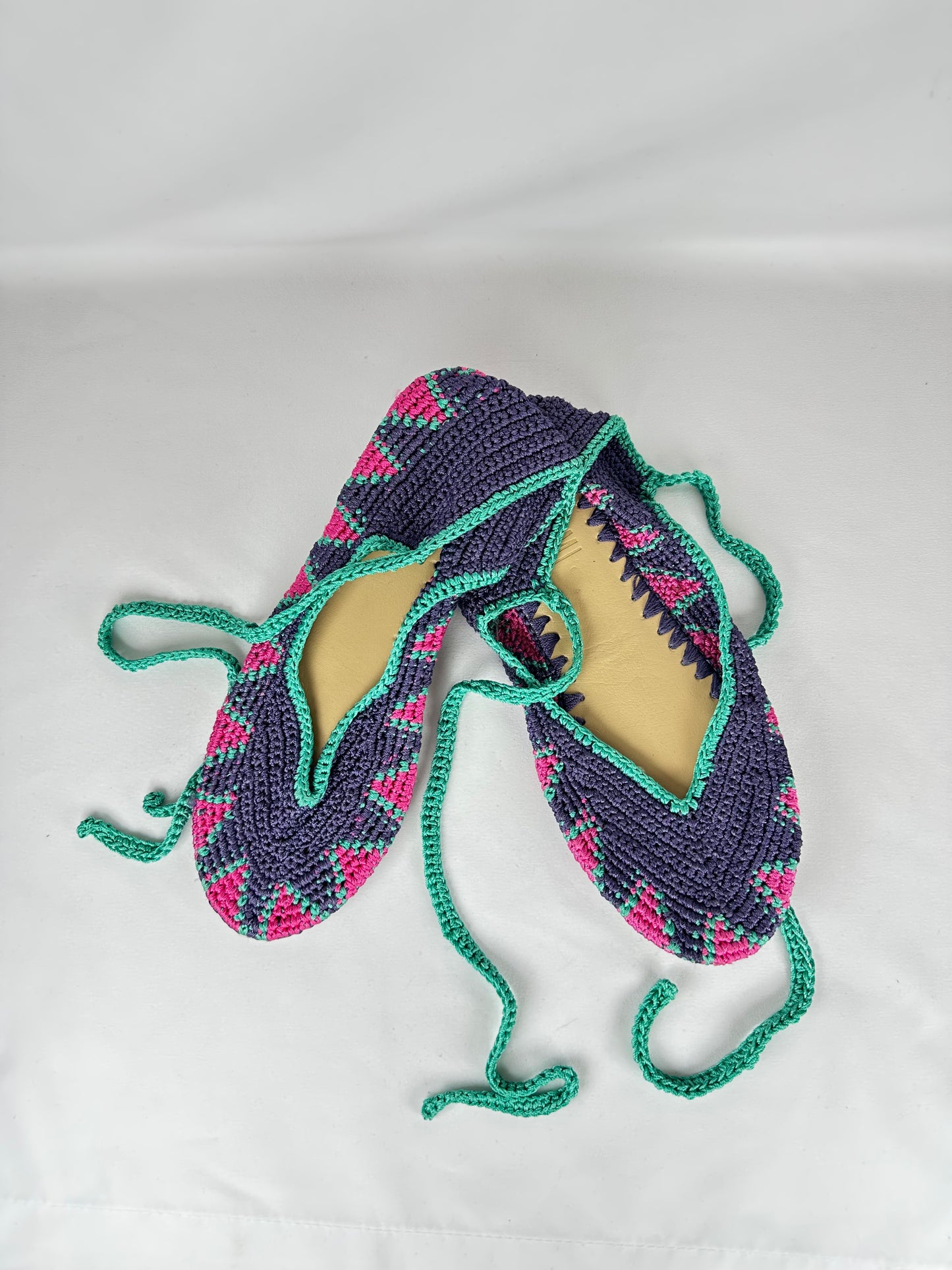 Bailarina de Crochet Azul y Rosa Talla 38