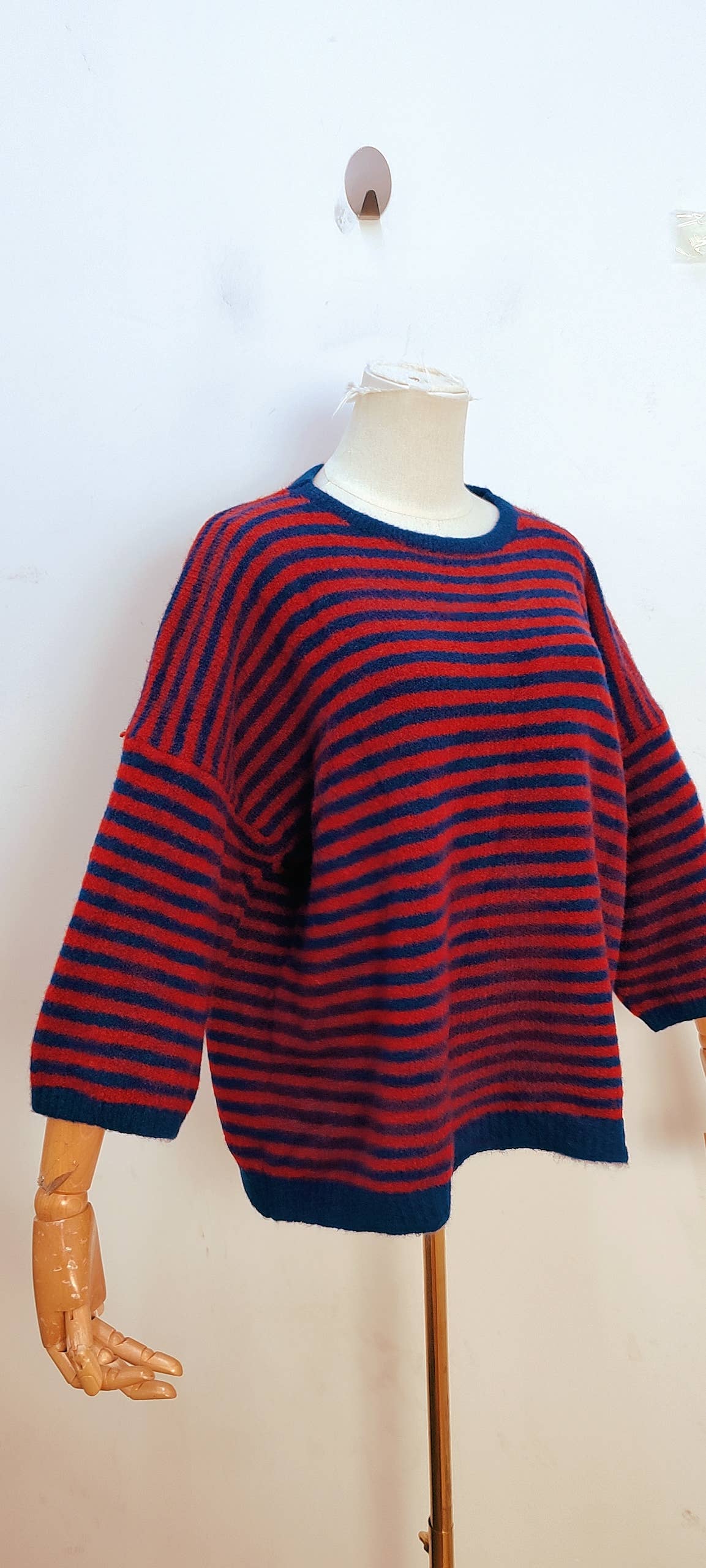 Jersey de punto bicolor azul cielo y chocolate