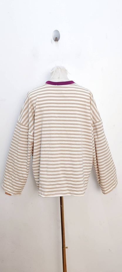 Camiseta de manga larga burdeos y violeta