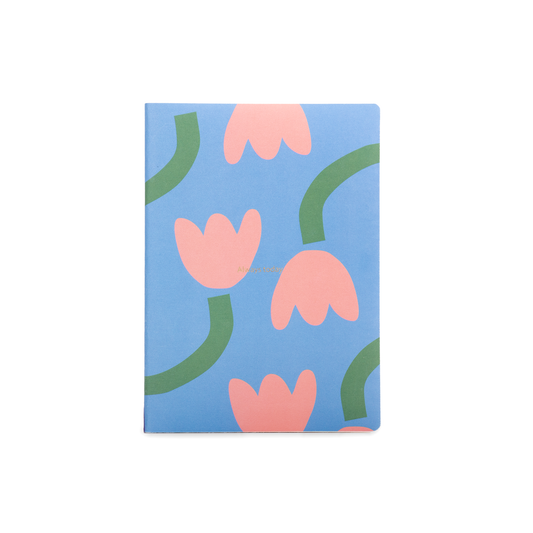 Cuaderno A5 Tulipanes Tela Azul