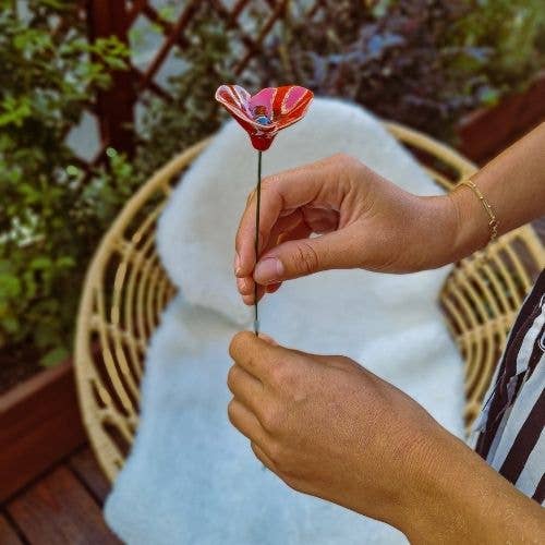 Flor Cerámica Amapola Roja