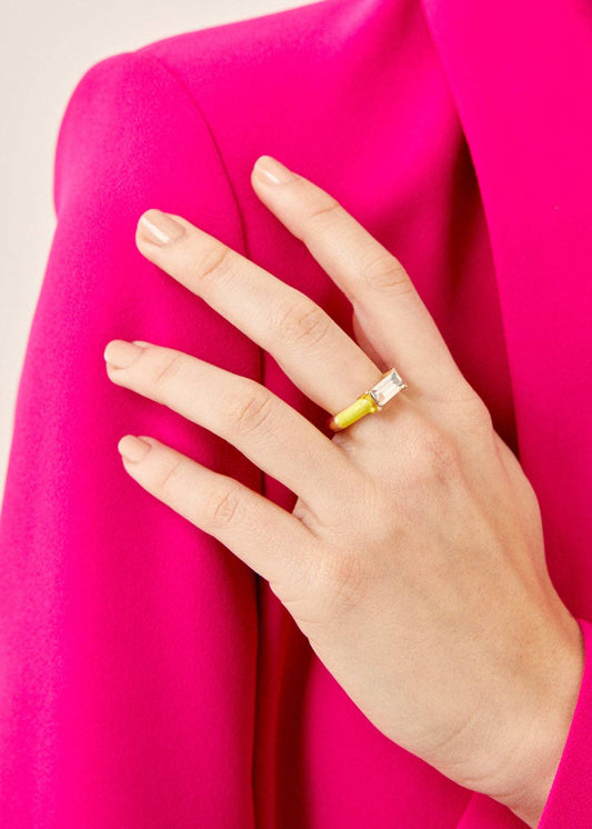 Anillo Ajustable Con Piedra Amarillo