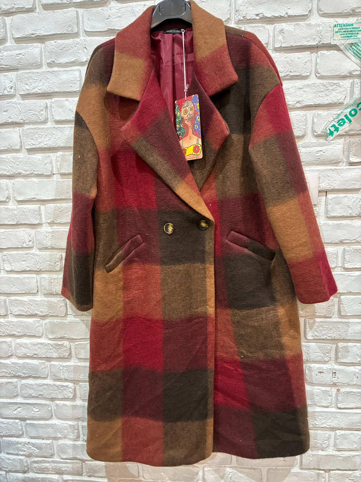 Abrigo de Cuadros Naranja Fucsia