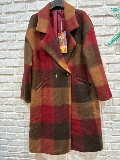 Abrigo de Cuadros Naranja Fucsia