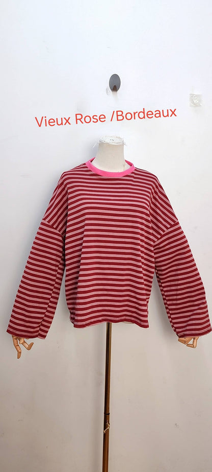 Camiseta de manga larga rosa y rojo