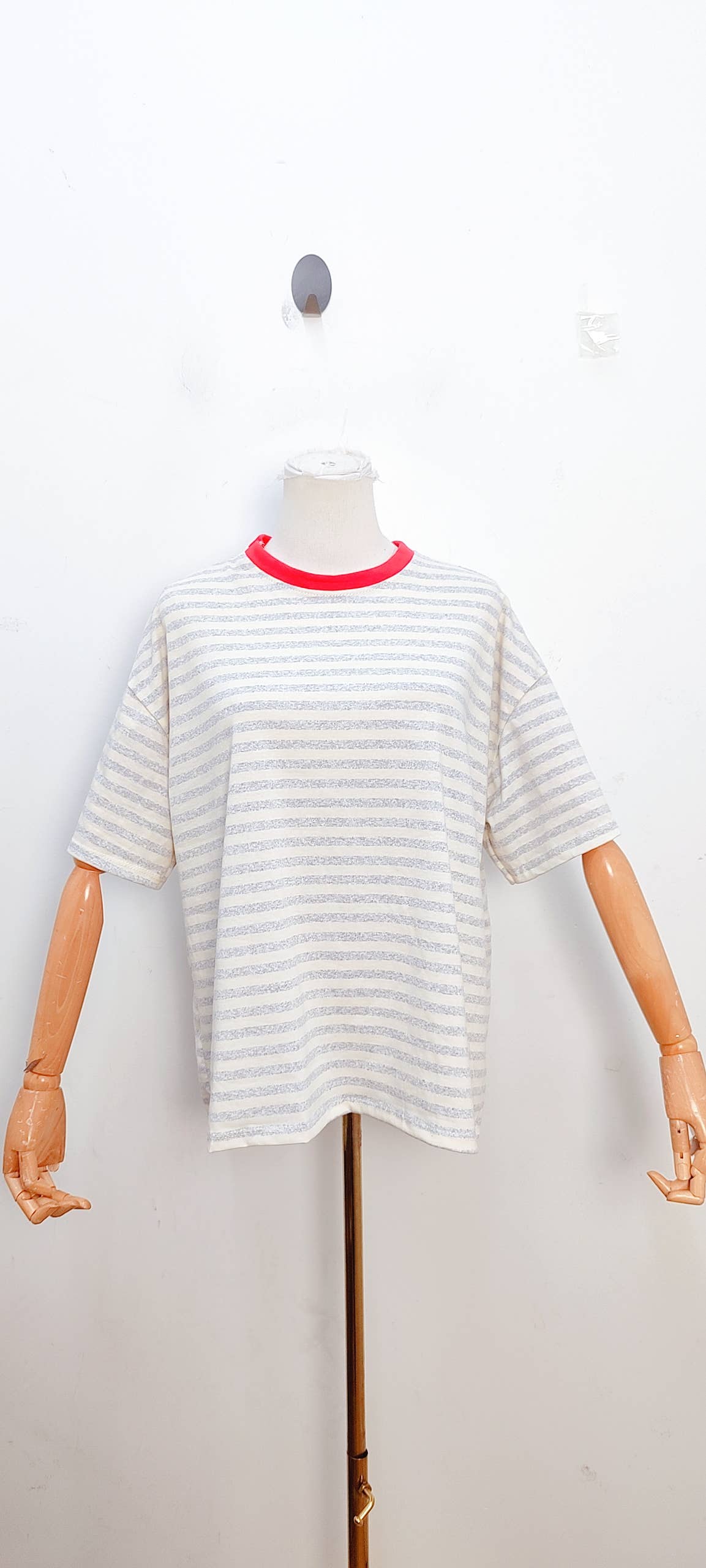 Camiseta de rayas de manga corta teja