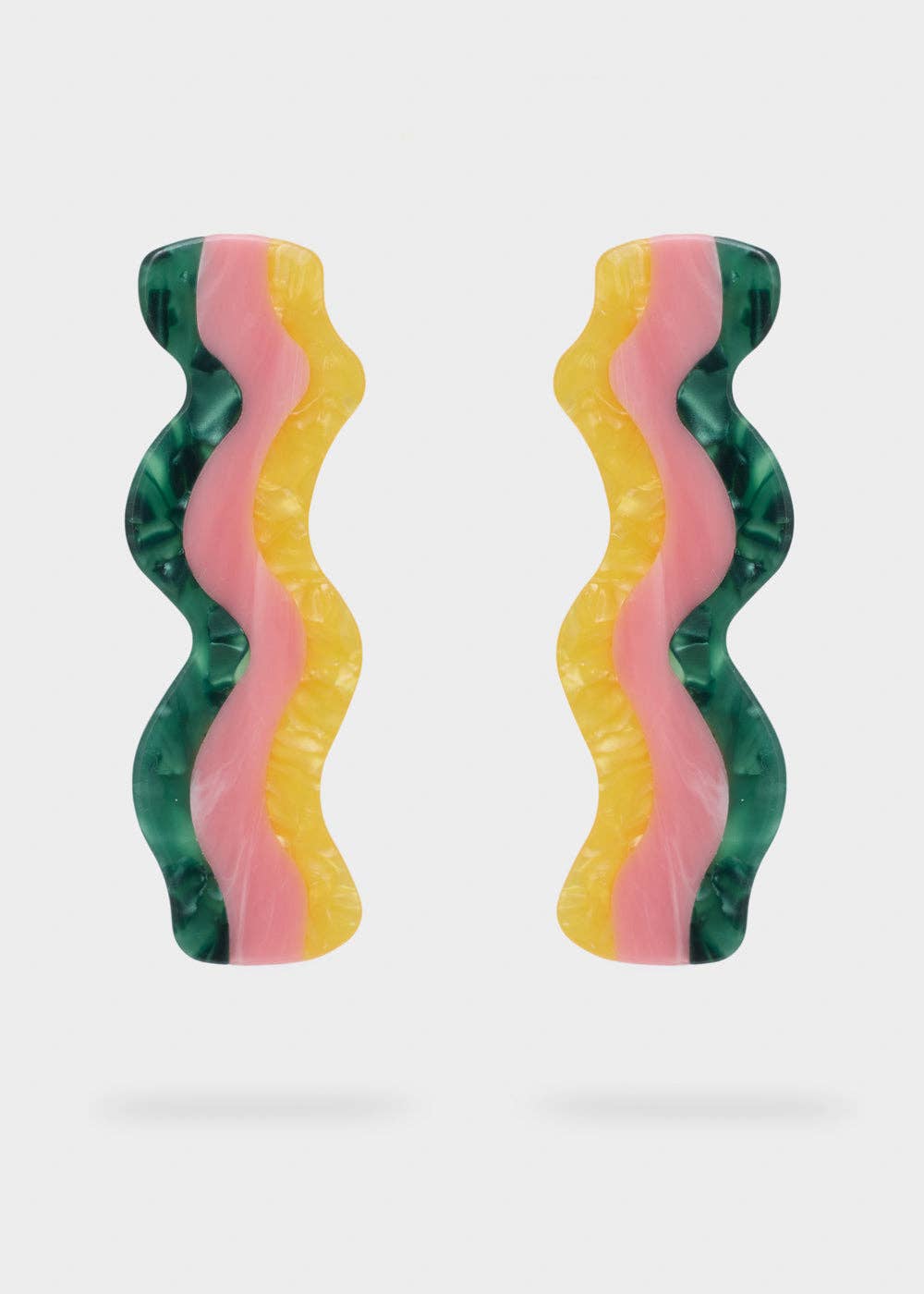 Pendientes Ondas Bacon Rosa Verde