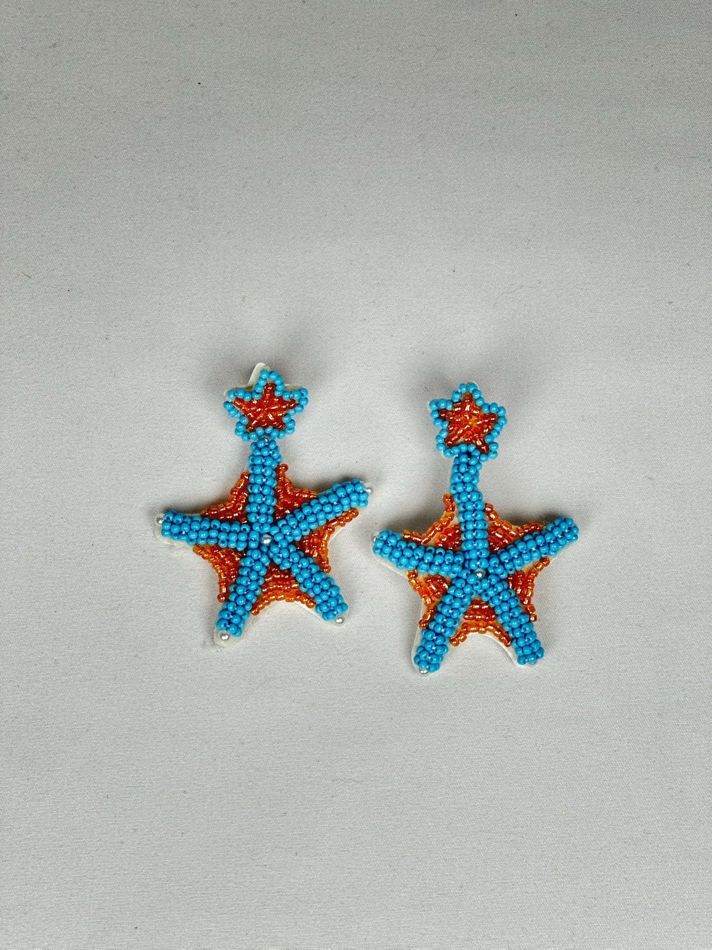 Pendientes Estrella de Mar Azul Turquesa y Naranja Cuentas