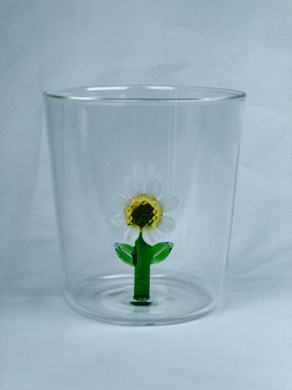 Vaso Vidrio Figura Dentro Margarita Blanca