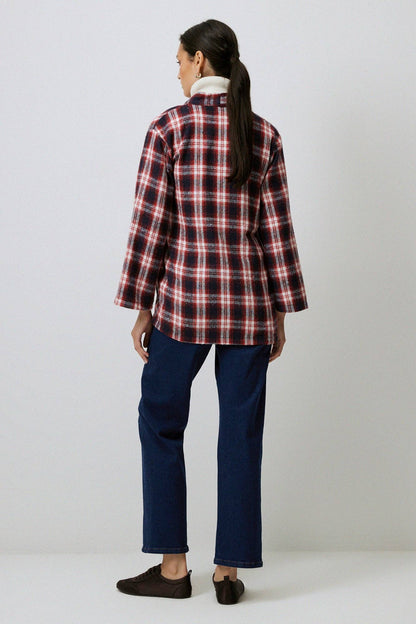Chaqueta Kimono de Cuadros con Lazo