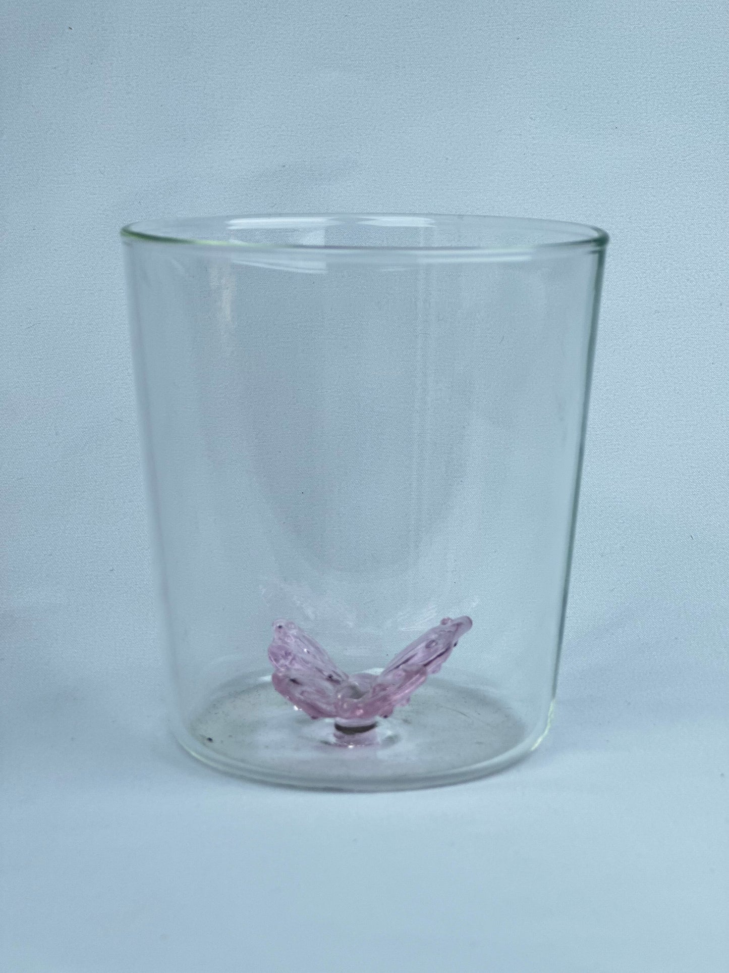 Vaso Vidrio Figura Dentro Mariposa Rosa