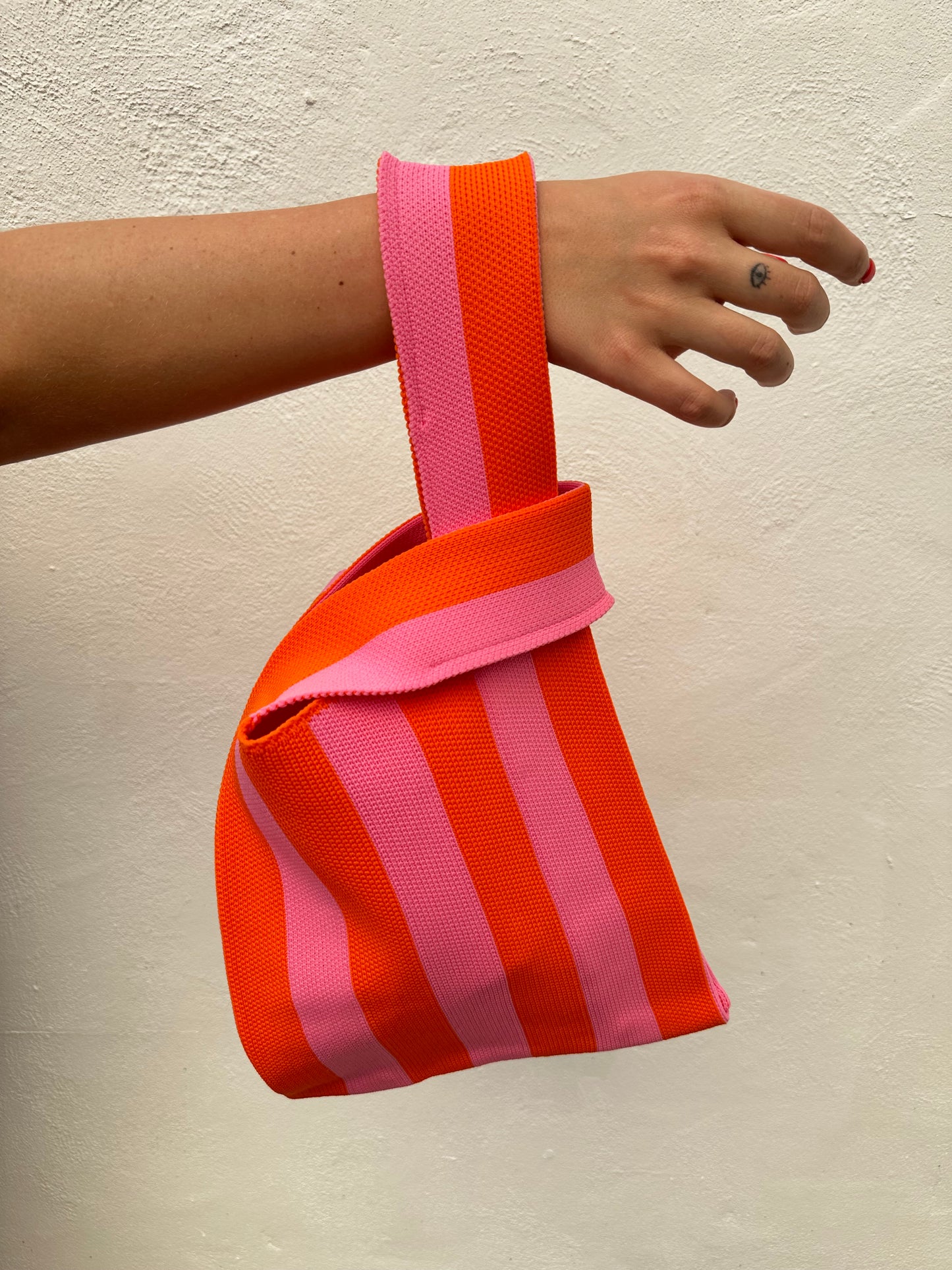 Bolso Japonés Rayas Grande Rosa Naranja