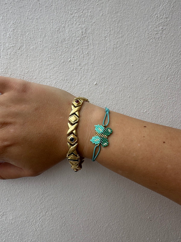 Pulsera Elástica Miyuki Mariposa Azul