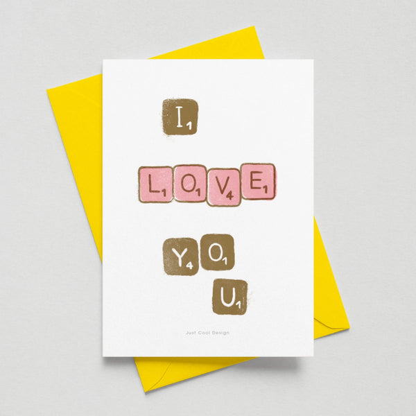 A6 Tarjeta o Postal con Sobre I Love You Scrabble