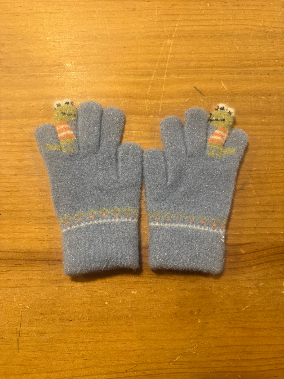 Guantes Infantiles Dinosaurio Dedo Azul Claro