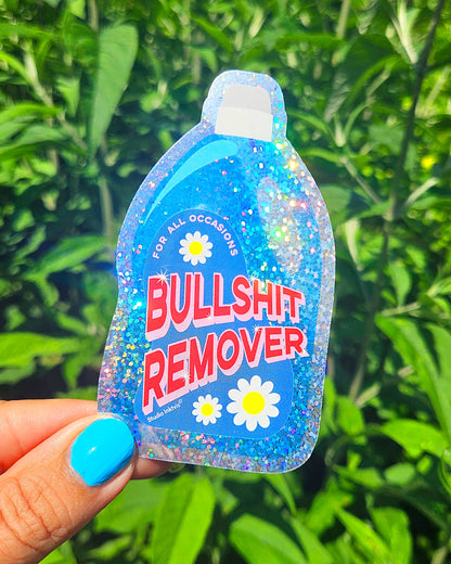 Pegatina brillante Bullshit Remover en forma de detergente