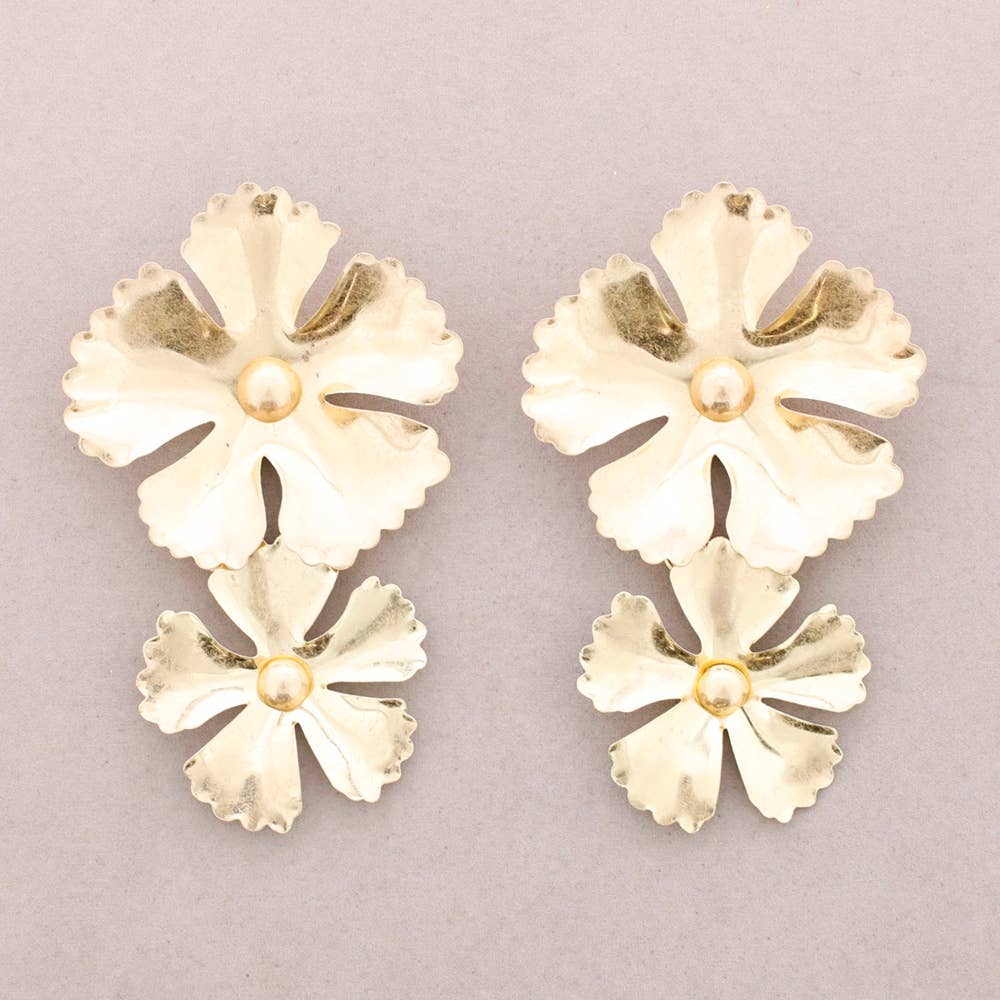 Pendientes Doble Flor Dorado