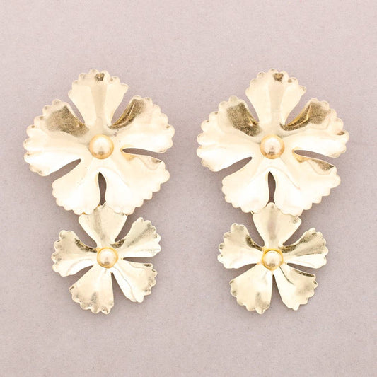 Pendientes Doble Flor Dorado