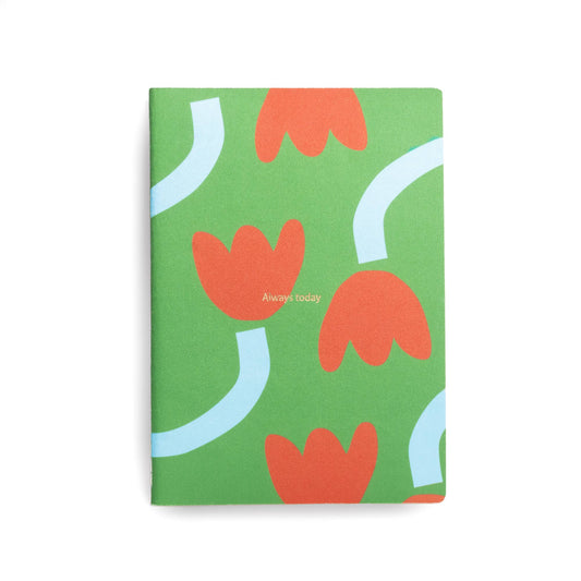 Cuaderno A5 Tulipanes Tela Verde